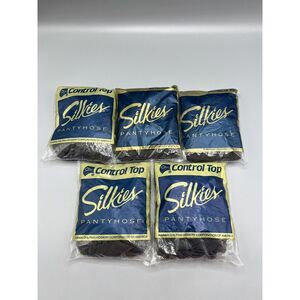 Vintage Control Top Silkies Pantyhose Lot of 5   X-Tall Off Black